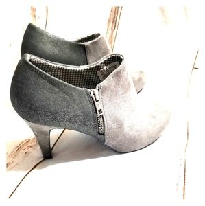 Grey high heel booties